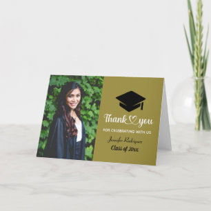 Graduation Cap Grad Custom Photo Thank You Card