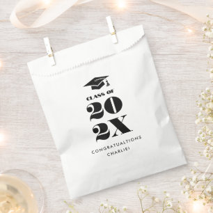 Graduation cap graduate class of year name or text favour bags