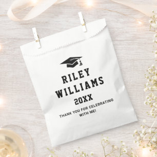 Graduation cap graduate name year school college favour bags