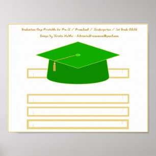 Graduation Cap Green Paper Hat Printable Poster