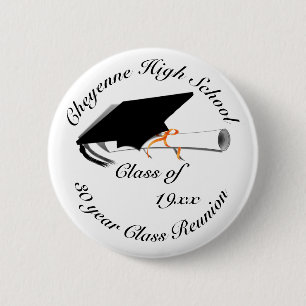 Graduation Cap - High School Reunion 6 Cm Round Badge