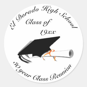 Graduation Cap - High School Reunion Classic Round Sticker