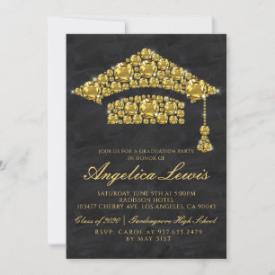 Graduation Cap Jewelled Party Invitation
