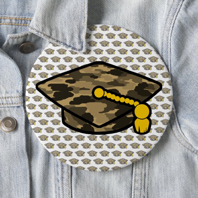 Graduation Cap Khaki Camo 6 Cm Round Badge (In Situ)