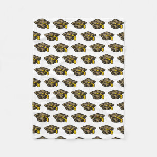 Graduation Cap Khaki Camo Fleece Blanket