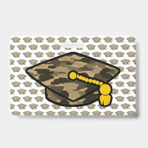 Graduation Cap Khaki Camo ID Badge