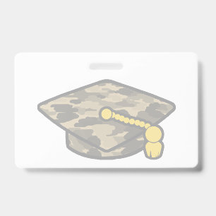 Graduation Cap Khaki Camo ID Badge