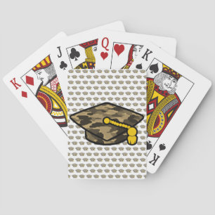 Graduation Cap Khaki Camo Playing Cards