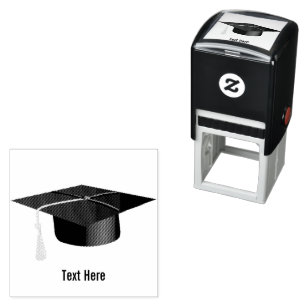 Graduation Cap Logo Text Here Black Ink Premium Self-inking Stamp