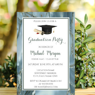 Graduation Cap Marble, Stone Graduation Party Invitation