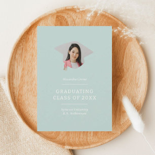 Graduation Cap Mint Green 1 Photo Graduation Announcement