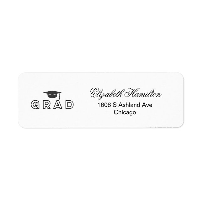 Graduation Cap Modern Black & White Elegant Grad (Front)