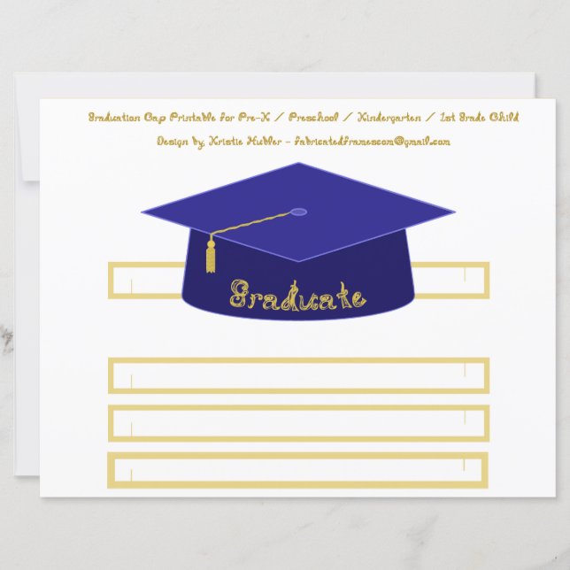 Graduation Cap Navy Blue Paper Hat Gold Graduate (Front)