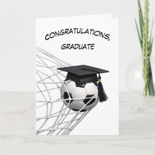 Graduation Cap on a Soccer Ball Card