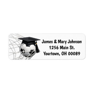 Graduation Cap on a Soccer Ball in the Net