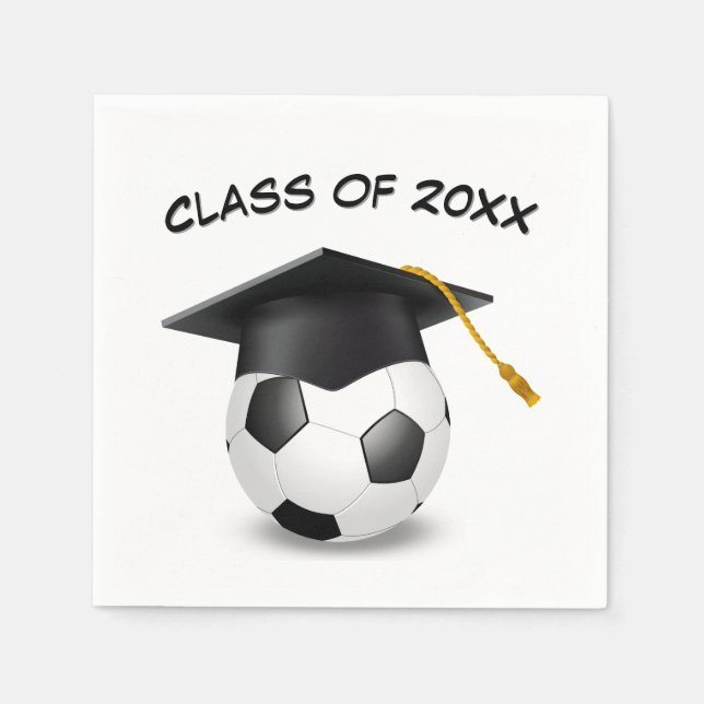 Graduation Cap on a Soccer Ball Napkin (Front)