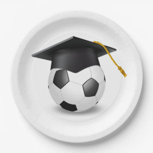 Graduation Cap on a Soccer Ball Paper Plate