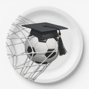 Graduation Cap on a Soccer Ball Paper Plate