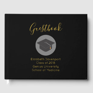 Graduation Cap on Black Class of 20xx Guest Book
