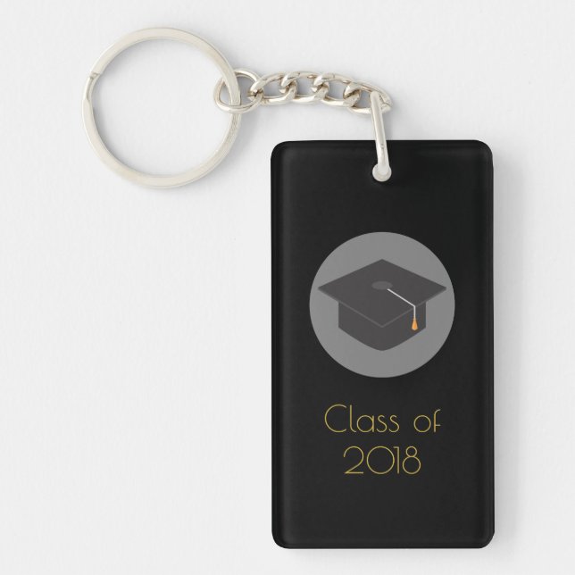 Graduation Cap on Black Class of 20xx Key Ring (Front)