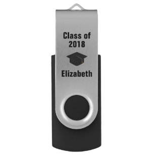 Graduation Cap on Black Class of 20xx Personalised USB Flash Drive