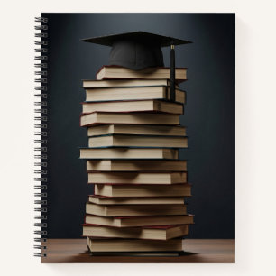 Graduation Cap on Books–Symbol of Academic Success Notebook