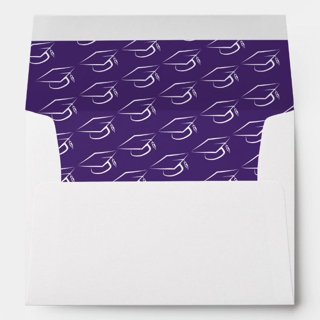 Graduation Cap Pattern Class of 2026 Purple Envelope (Back (Bottom))