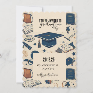 Graduation cap pattern Party Invitation
