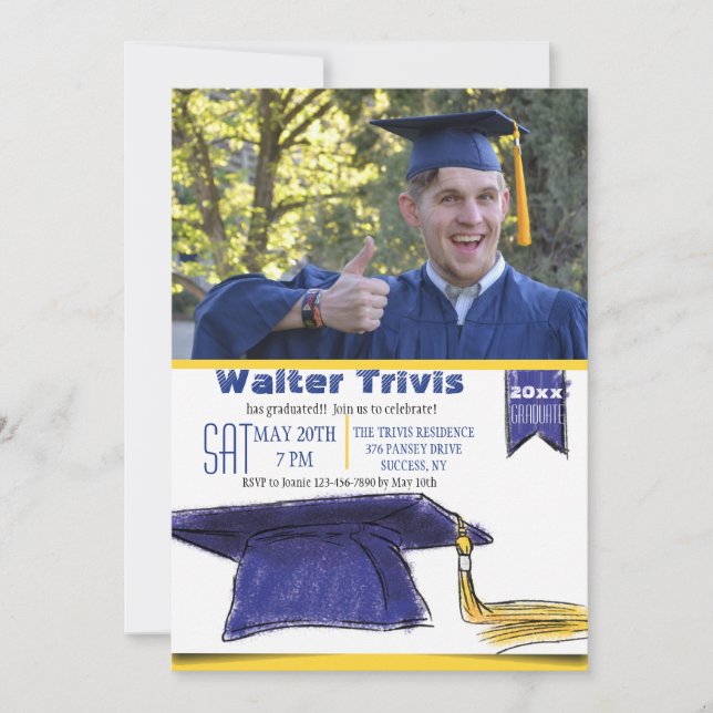 Graduation Cap Photo Invitation (Front)