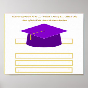 Graduation Cap Purple Paper Hat Printable Poster