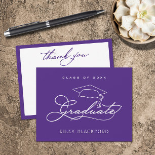 Graduation Cap Purple Thank You Card