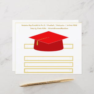 Graduation Cap Red Moving Up Party Hat Paper Sheet