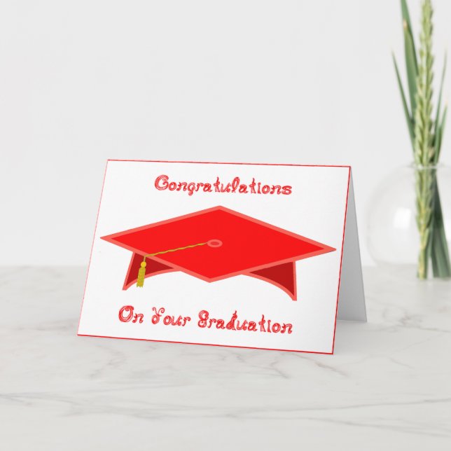 Graduation Cap Red Paper Hat or Card Printable (Front)