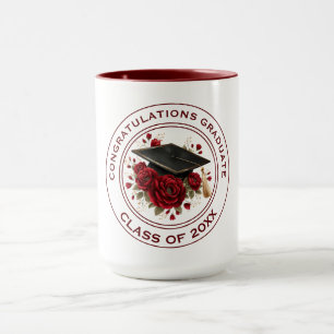 Graduation Cap & Red Roses Class of 20XX Mug