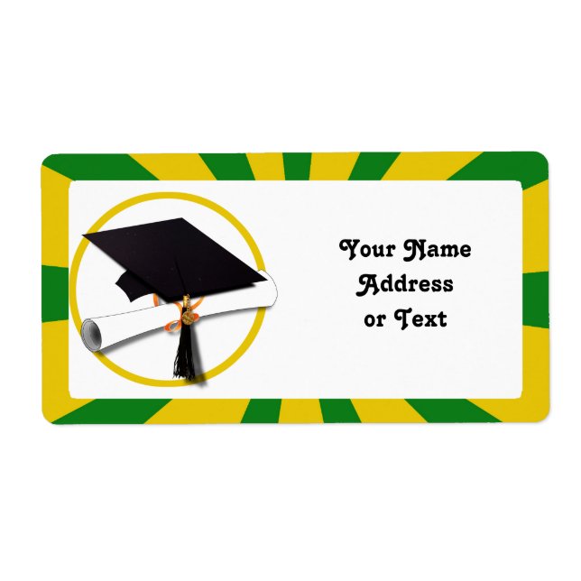 Graduation Cap - School Colors Gold and Green (Front)