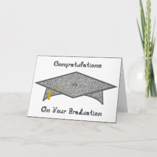 Graduation Cap Silver Glitter Paper Hat Card Print