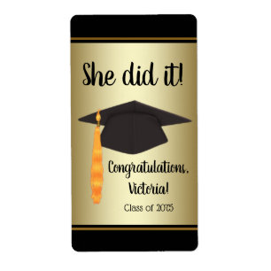 Graduation Cap Sticker and Bottle Labels