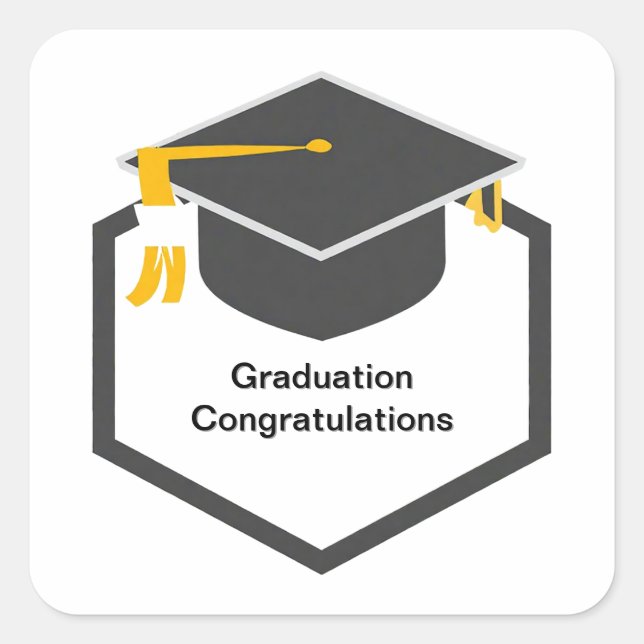 Graduation Cap Symbol Representing Education Square Sticker (Front)