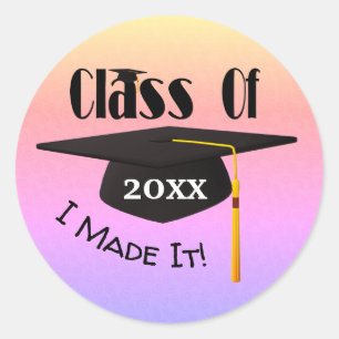 Graduation Cap Tassel I Made It Cute Classic Round Sticker