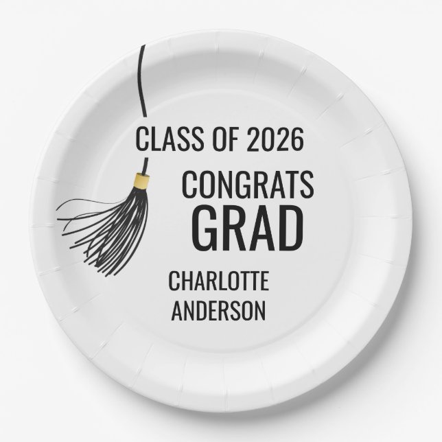 Graduation Cap Tassel  Paper Plate (Front)