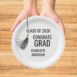 Graduation Cap Tassel Paper Plate