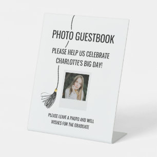 Graduation Cap Tassel Photo Guest Book Pedestal Sign