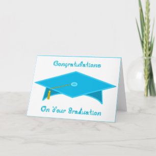 Graduation Cap Teal Blue Paper Hat Card Printable