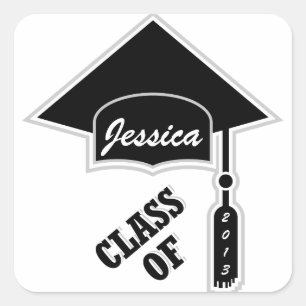 Graduation Cap Template Square Sticker