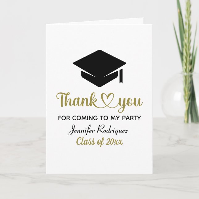 Graduation Cap Thank You For Coming To My Party Card (Front)