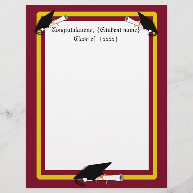 Graduation Cap Tilt - School Colours Red & Gold (Front)