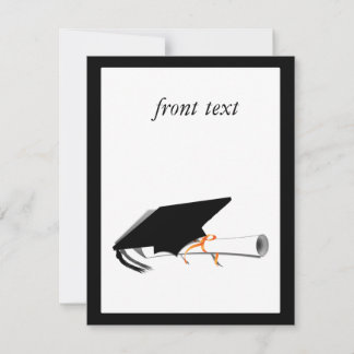 Graduation Cap Tilt With Diploma on Blank Invitation
