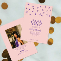 Graduation Cap Toss Blush Pink & Purple Grad Party