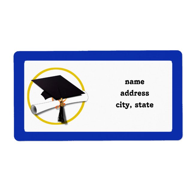 Graduation Cap w/Diploma - Dark Blue Background (Front)