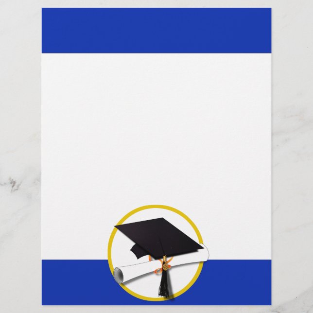 Graduation Cap w/Diploma - Dark Blue Background Flyer (Front)